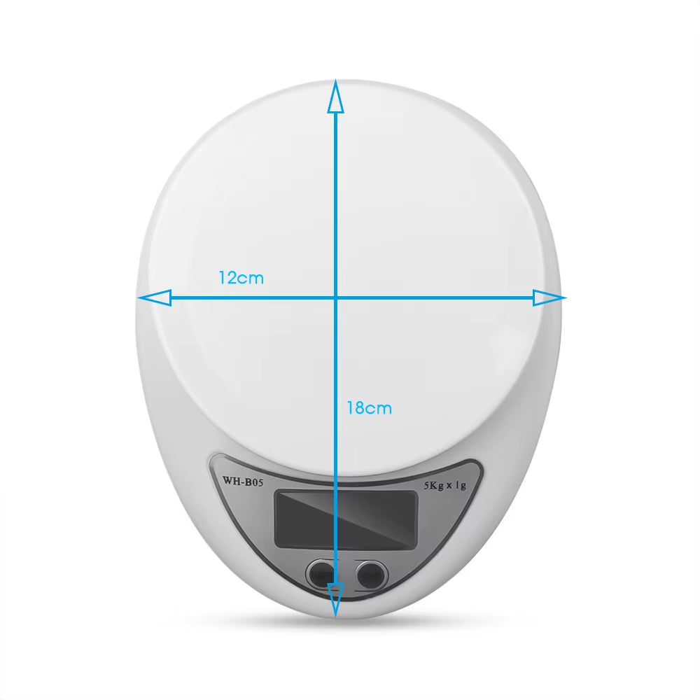 Compact Digital Kitchen Scale – 5 kg / 1 g