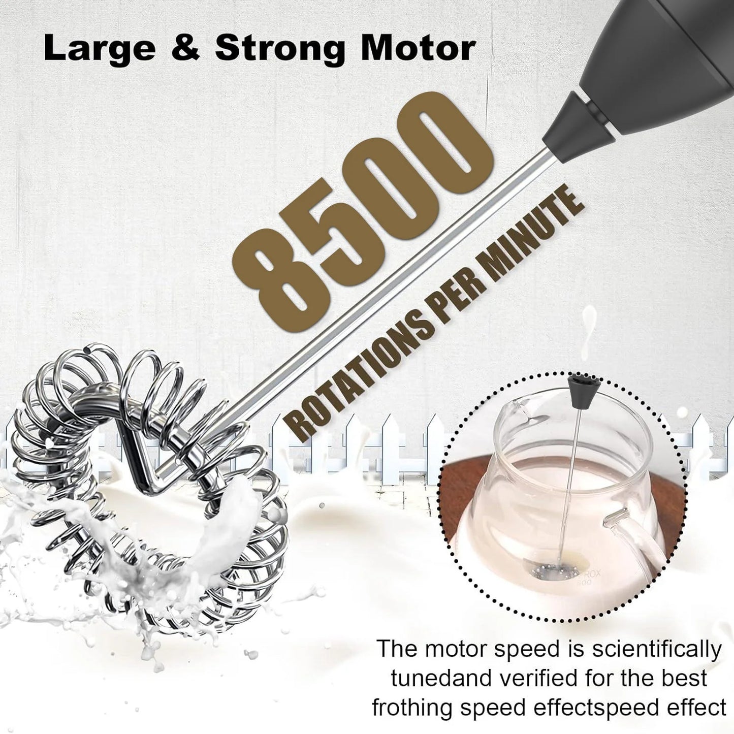 Rechargeable Milk Frother – 3-Speed Handheld Whisk