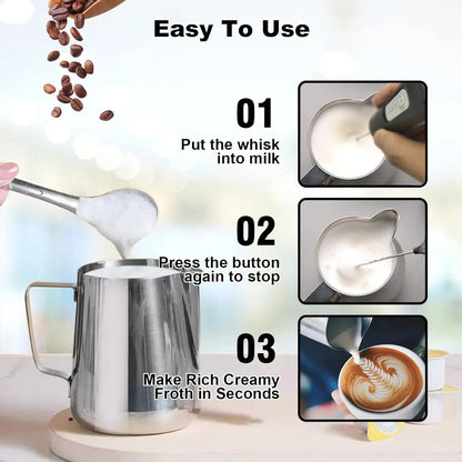Rechargeable Milk Frother – 3-Speed Handheld Whisk